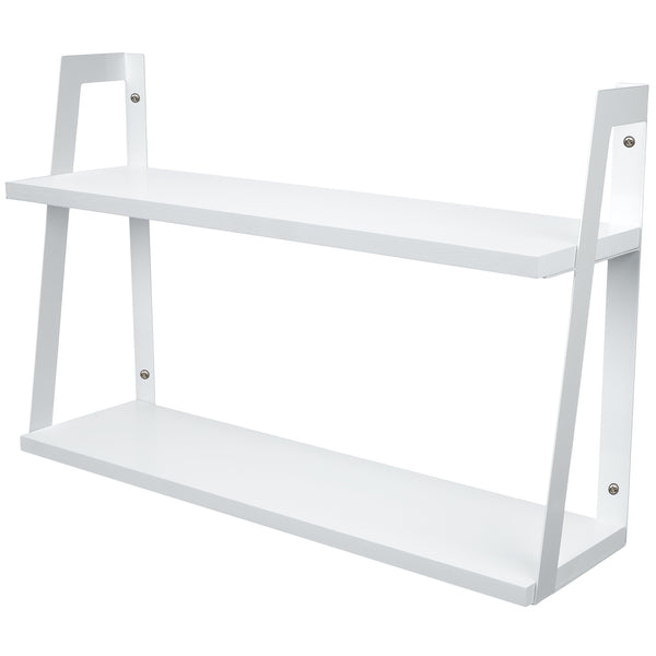 Peter's Goods 2-Tier Floating Wall Shelf, Modern White