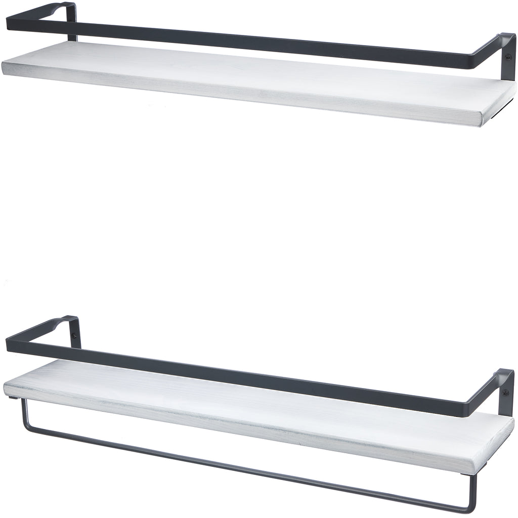 Peter's Goods Rustic Floating Shelves with Guard Rail, White, 25"