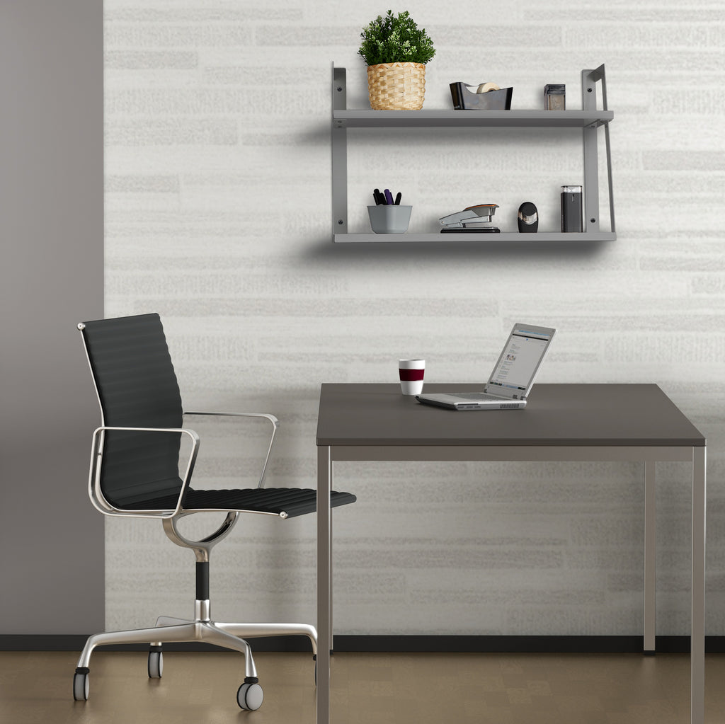 2-Tier Modern Grey Shelves - Office