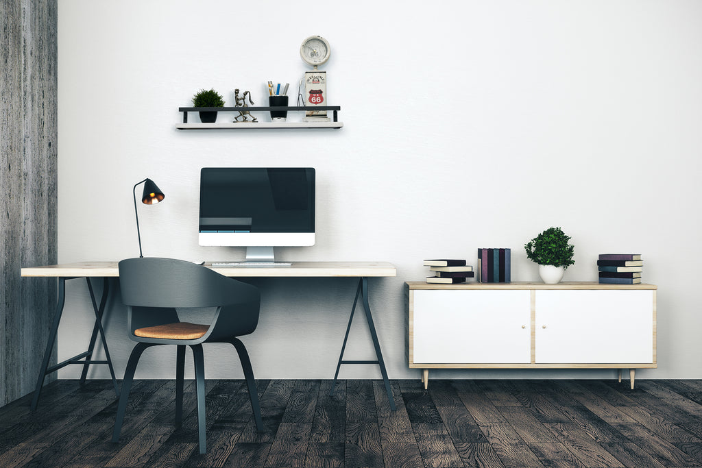 25-inch Rustic White Floating Shelves With Rail