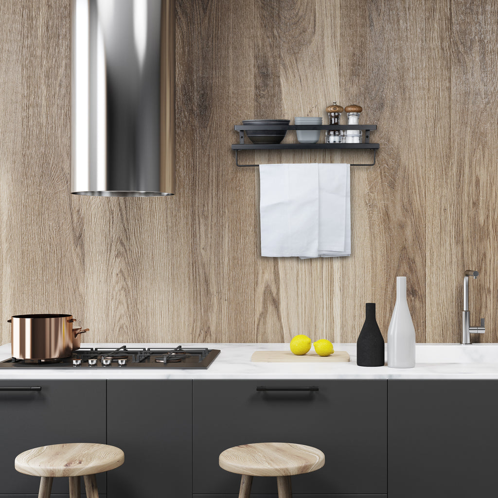 Peter's Goods Modern Floating Shelves with Guard Rail for you Kitchen