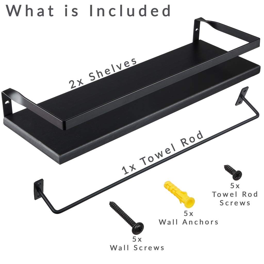 Peter's Goods Modern Floating Shelves with Guard Rail What Is Included