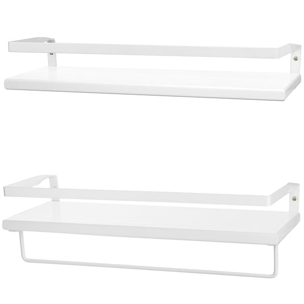 Peter's Goods Modern Floating Shelves with Guard Rail, White, 16.75"