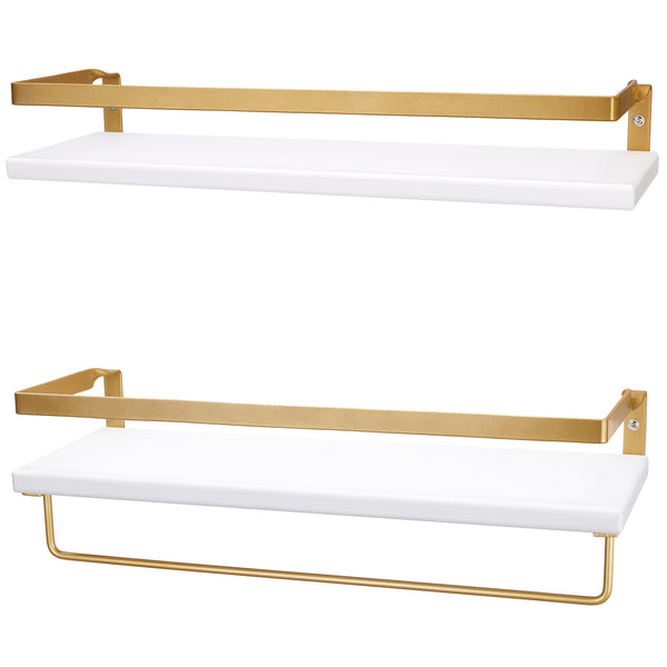 Peter's Goods Modern Brass Floating Shelves with Guard Rail 