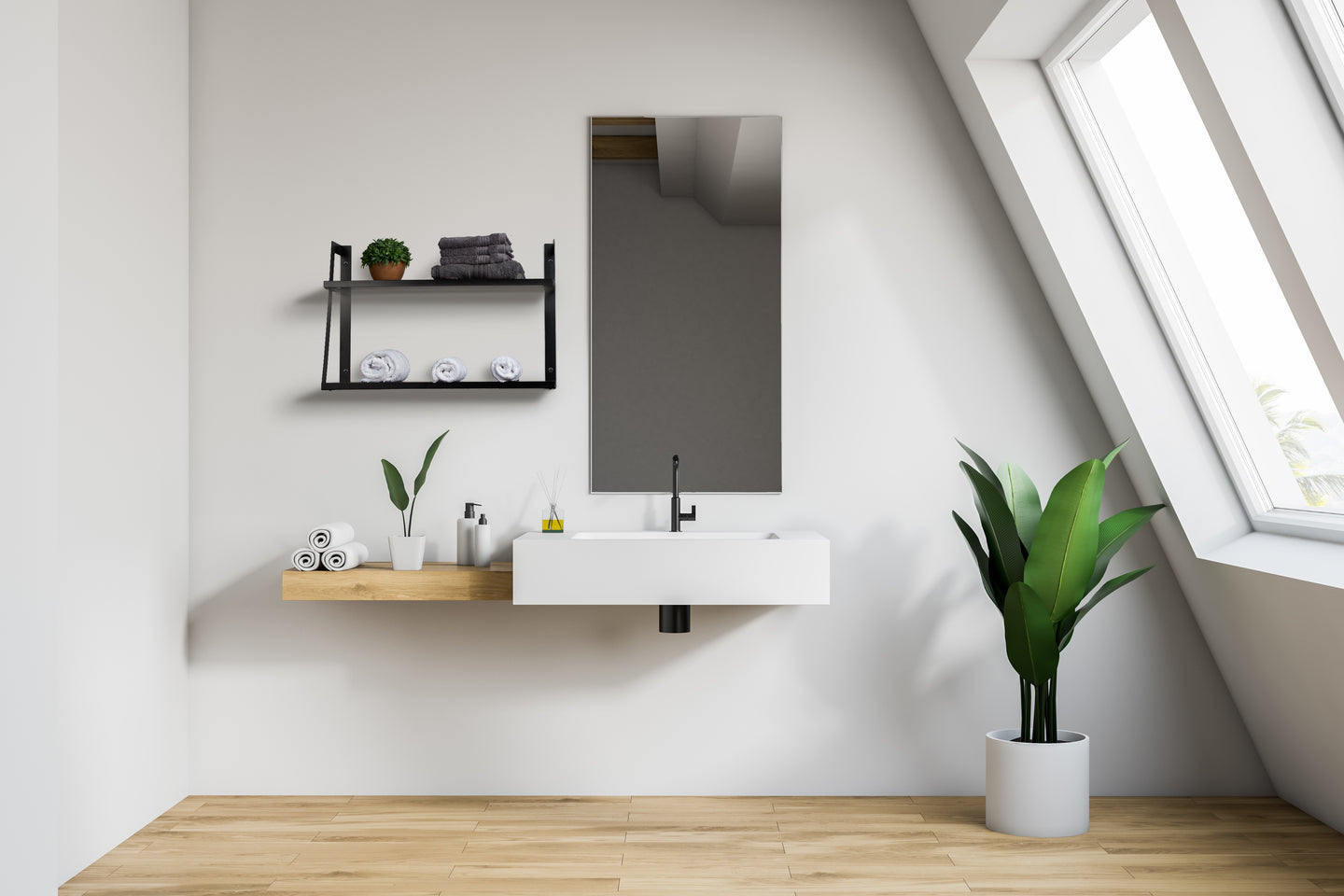 2-Tier Modern Black Shelves for Bathroom