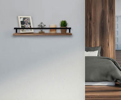 Peter's Goods Modern Rustic Floating Shelves with Guard Rail