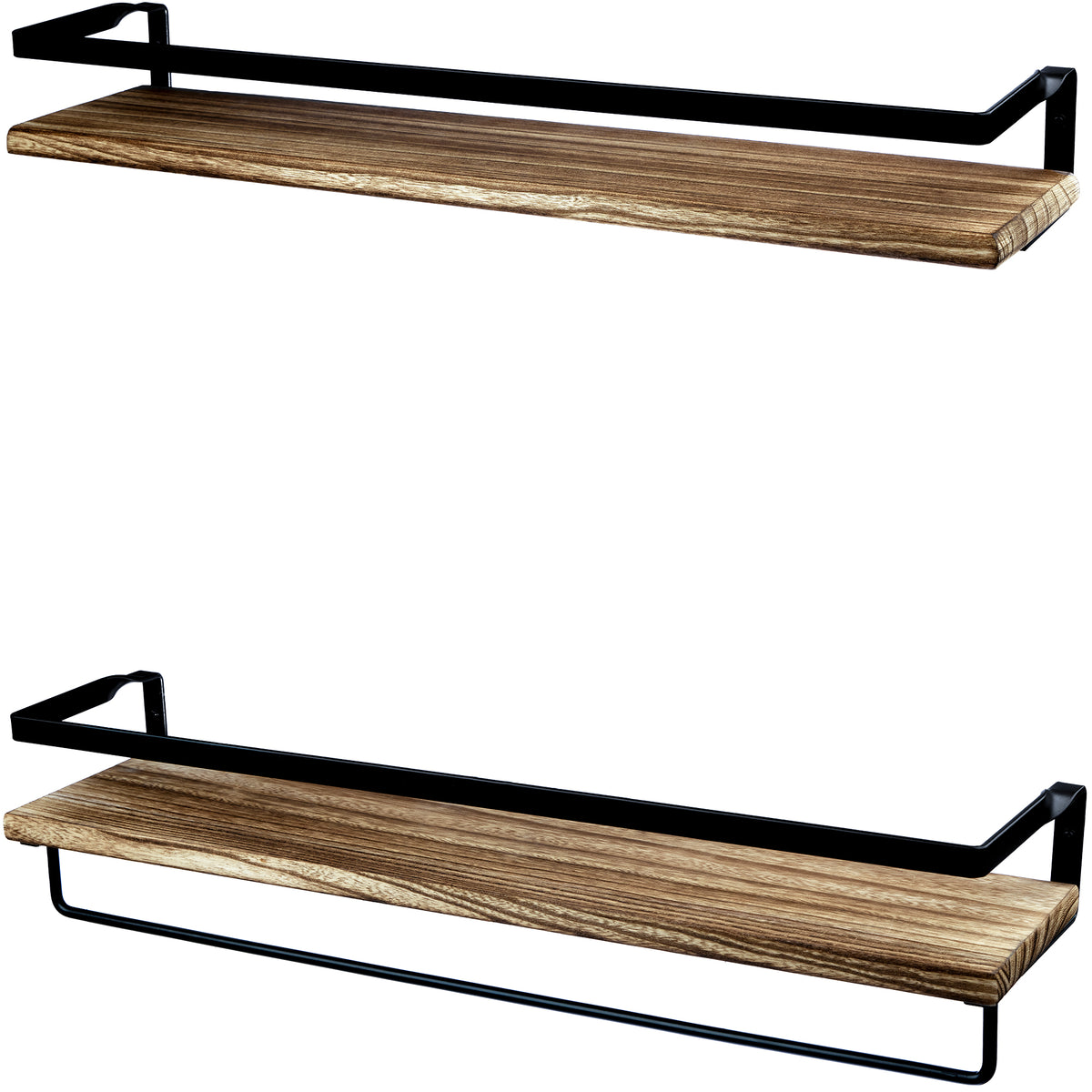 Floating Shelf With Railing Floating Shelf with Guard Rail | Rustic Bathroom Shelves
