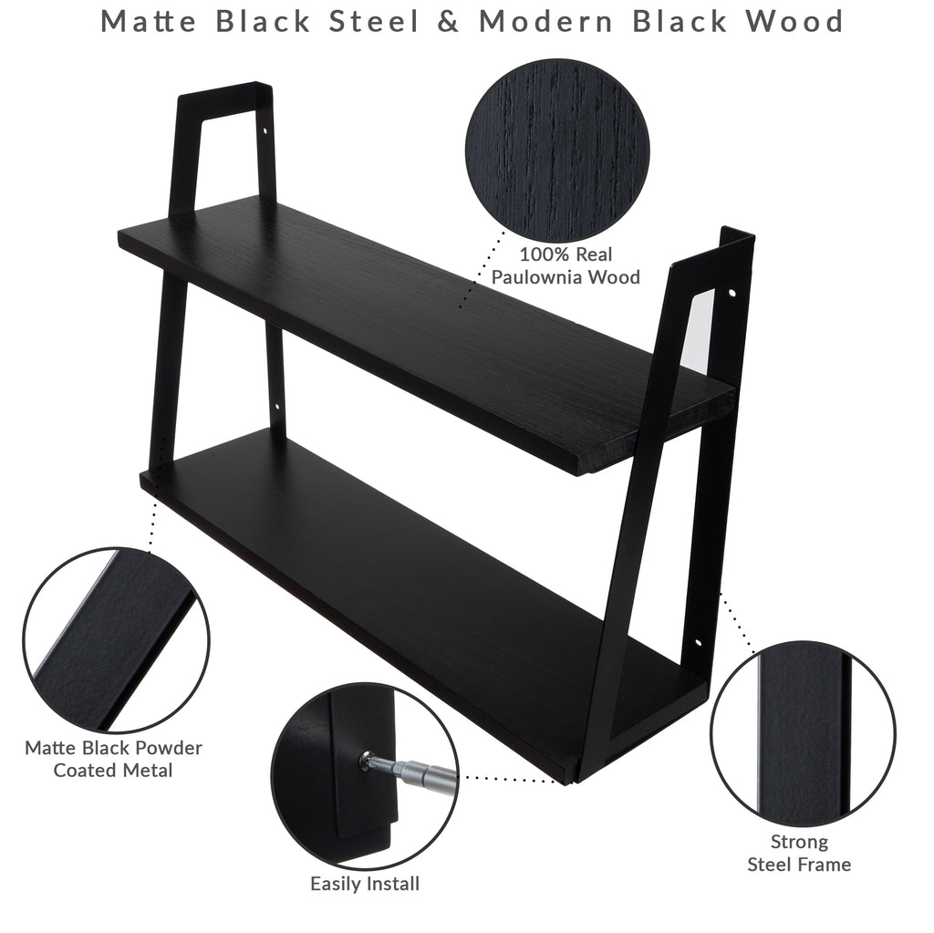2-Tier Modern Black Shelves