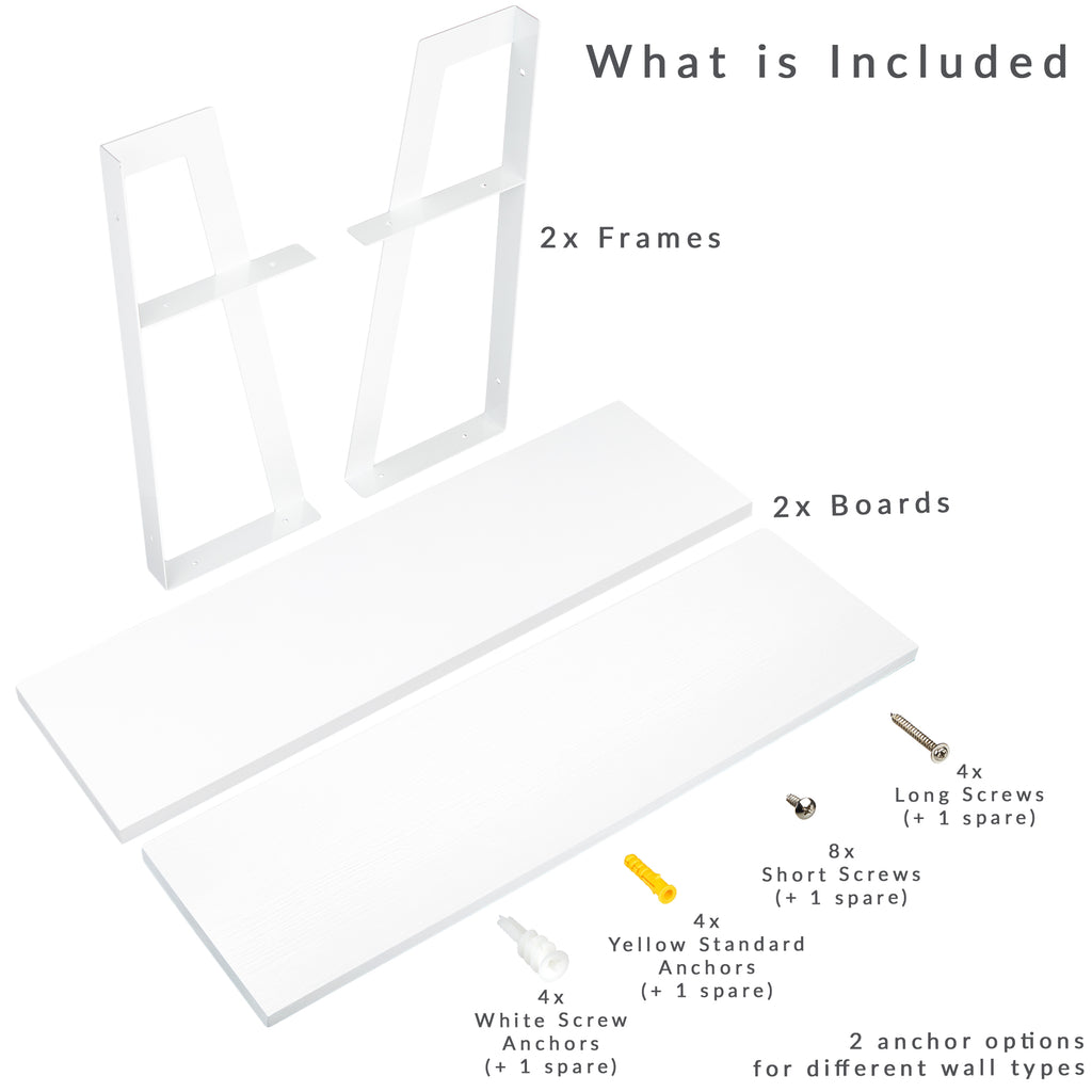 Peter's Goods 2-Tier Floating Wall Shelf, Modern White