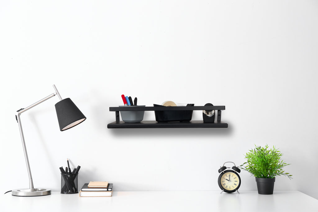 Peter's Goods Modern Floating Shelves with Guard Rail for your office