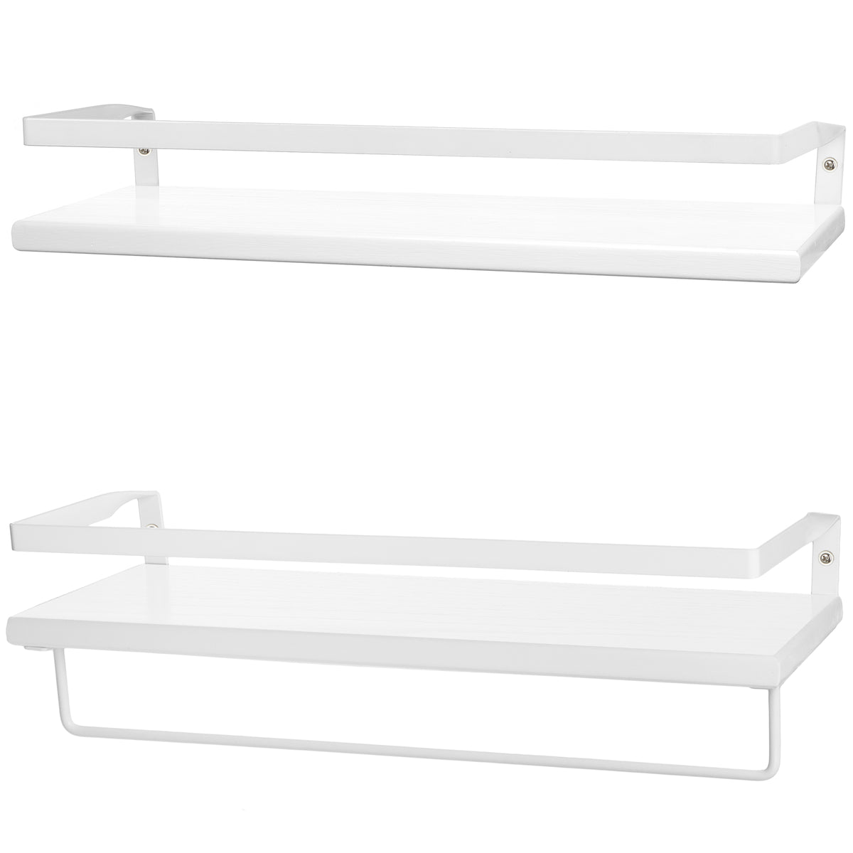 White Modern Floating Shelves with Guard Rail, 16.75"