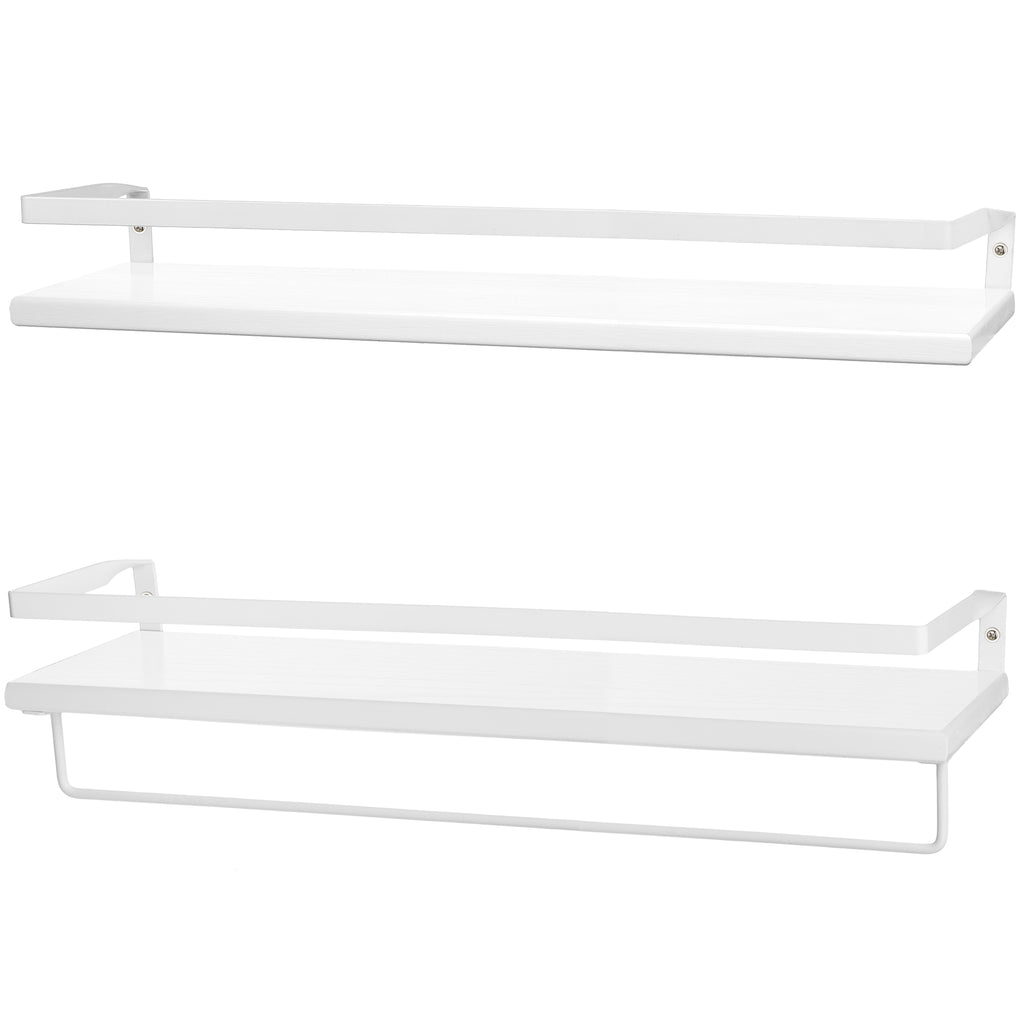 Peter's Goods Modern Floating Shelves with Guard Rail, White, 25"