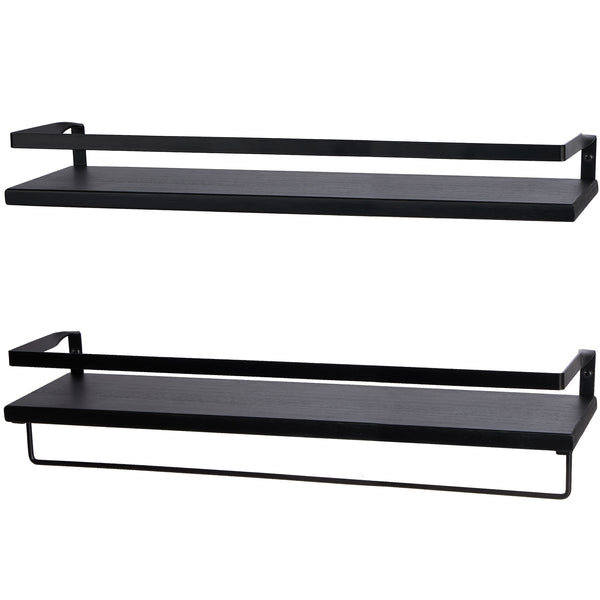 Peter's Goods Modern Floating Shelves with Guard Rail, Black, 25"